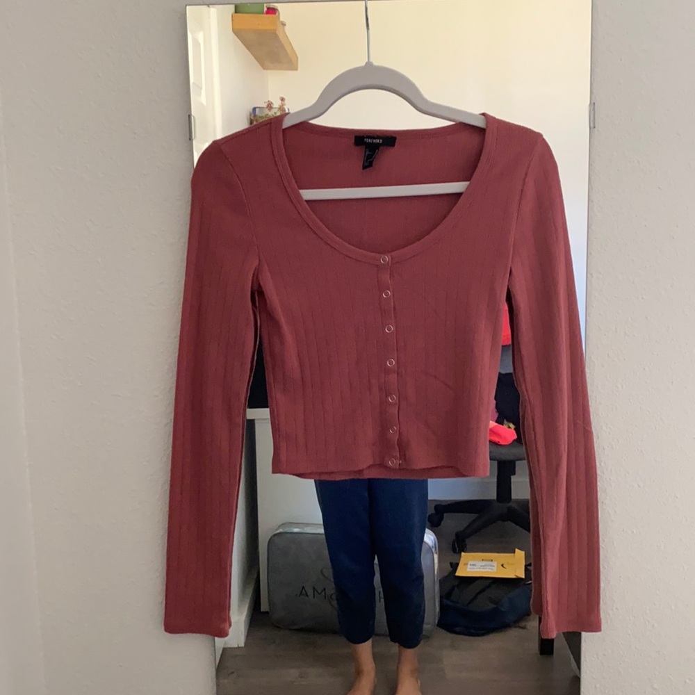 Pink Henley crop top